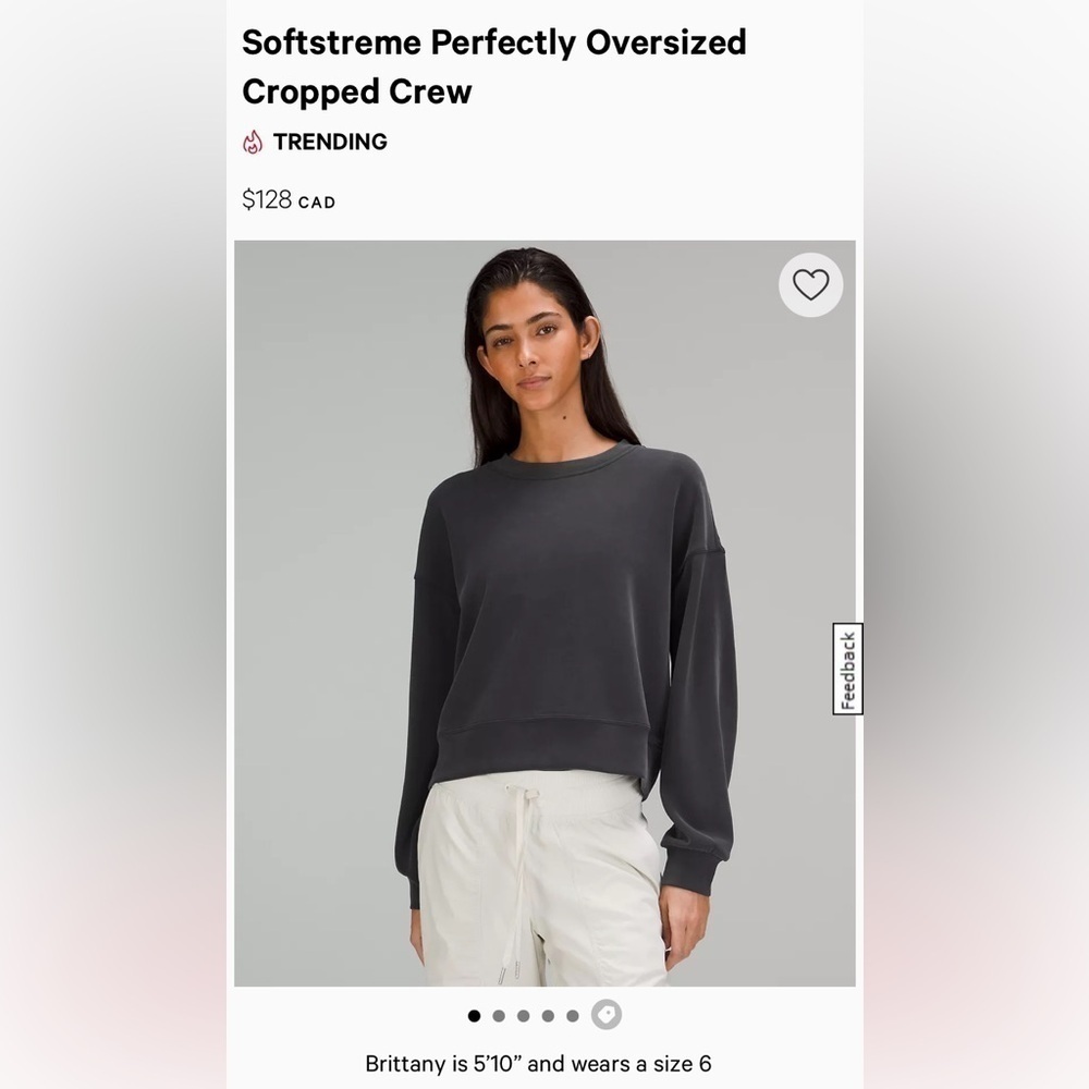 lululemon athletica Softstreme Oversized Cropped Crew - Black